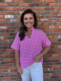 PINK GINGHAM RUFFLE TOP
