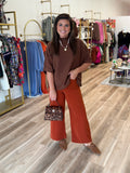 BROWN DROP SLEEVE SWEATER