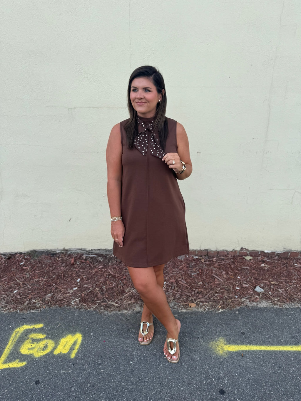 BROWN SLEEVELESS DRESS