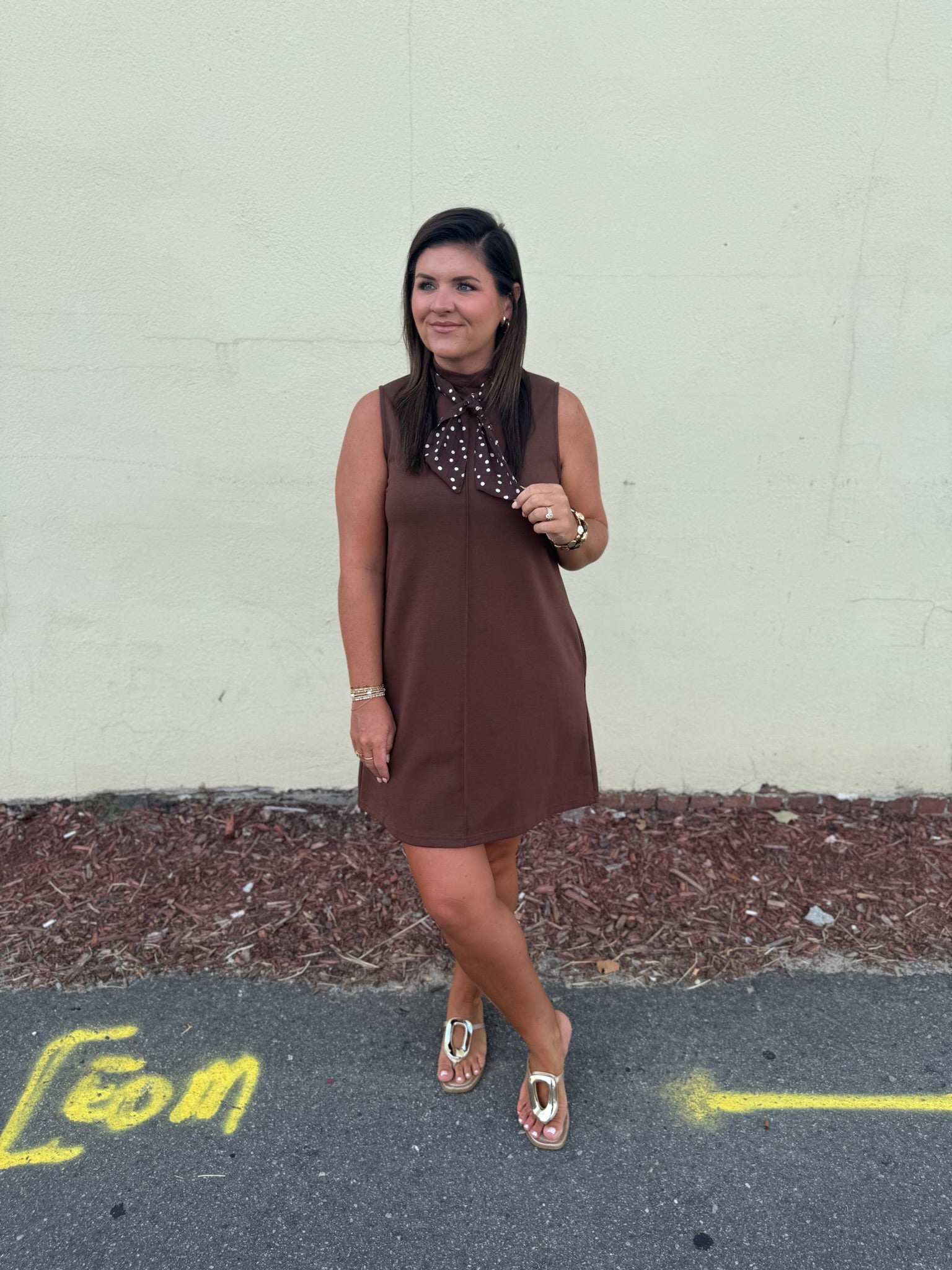 BROWN SLEEVELESS DRESS
