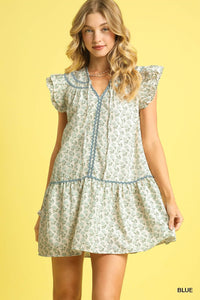BLUE FLORAL DRESS WITH RIC RAK