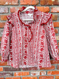 RUST MIX RUFFLE NECK TOP