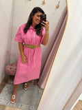 PINK & WHITE GINGHAM MIDI