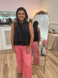 RED GINGHAM ANKLE PANTS