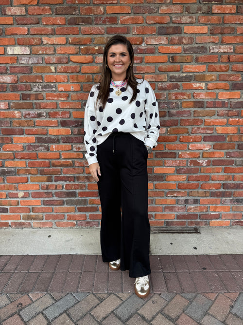 BLACK AND WHITE POLKA DOT SET
