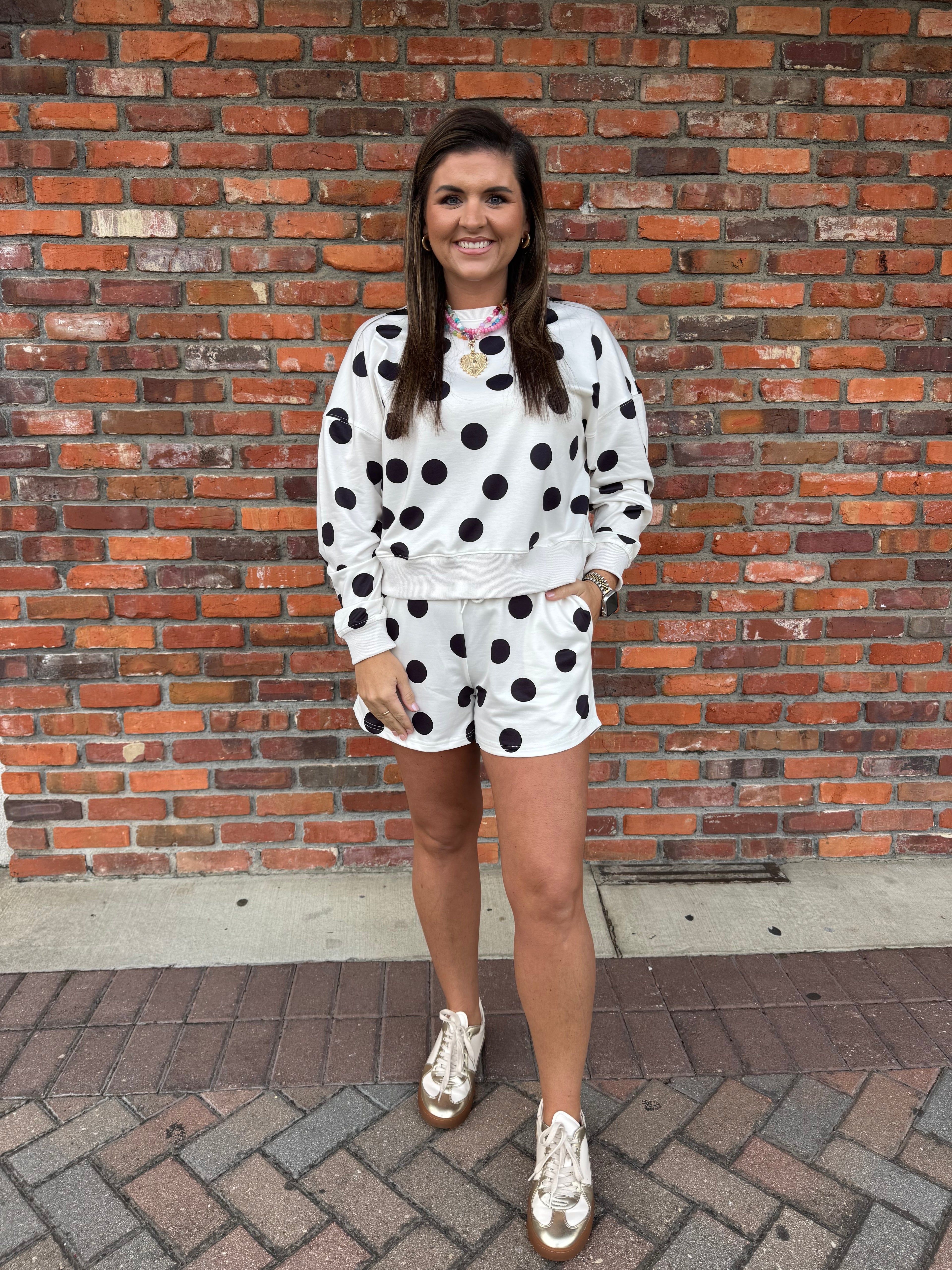 BLACK AND WHITE POLKA DOT SET