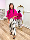 CREAM AND BLACK POLKA DOT PANTS