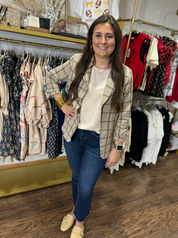 TAUPE PLAID BLAZER