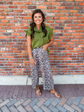 LEOPARD ANKLE DRESS PANTS