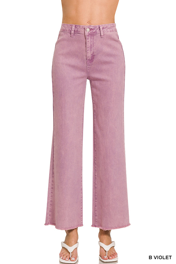 LIGHT PURPLE HIGH RISE FLARE CROPPED PANTS