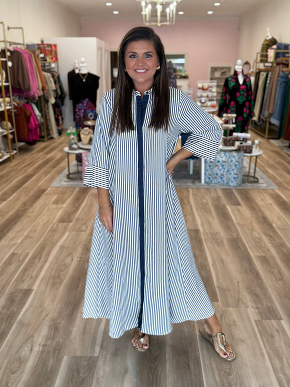 INDIGO STRIPPED DRESS
