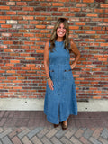 SLEEVELESS DENIM MIDI