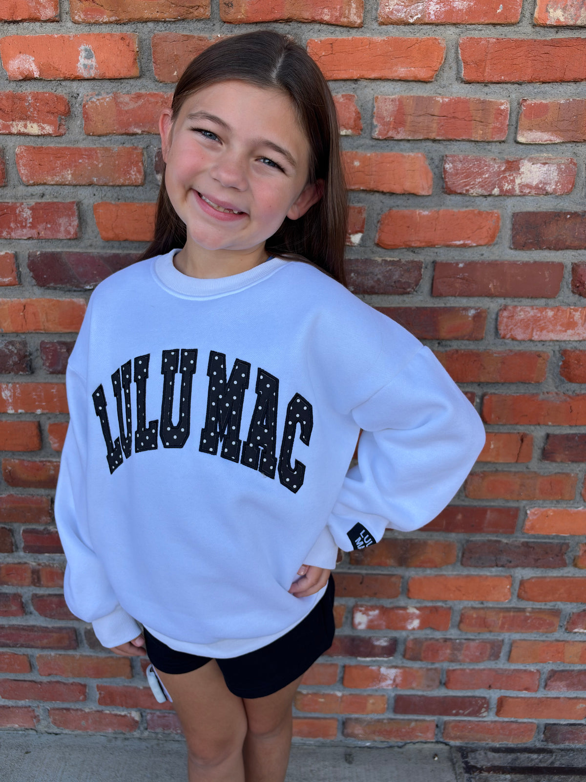 LULU MAC YOUTH WHITE AND BLACK POLKA DOT SWEATSHIRT