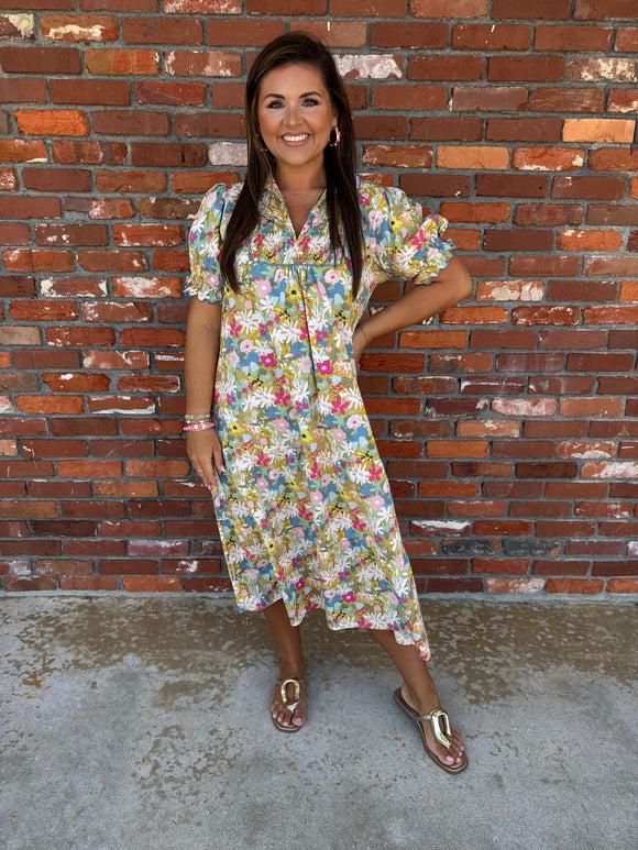 BLUE FLORAL MIDI
