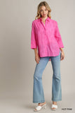 PINK EYELET BUTTON UP TOP