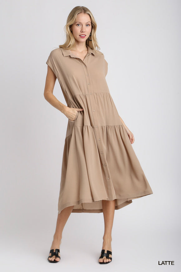 TAN COLLAR MIDI