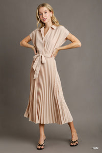 TAUPE PLEATED DRESS