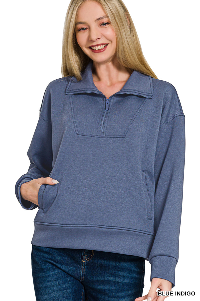 BLUE HALF ZIP SCUBA PULL OVER