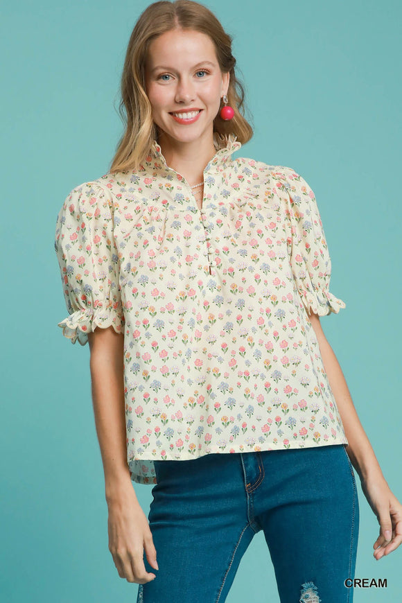 CREAM FLORAL TOP