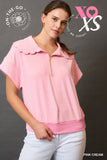 PINK STRIPE SCALLOPED TOP