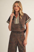 BROWN FLORAL FALL MIX TOP