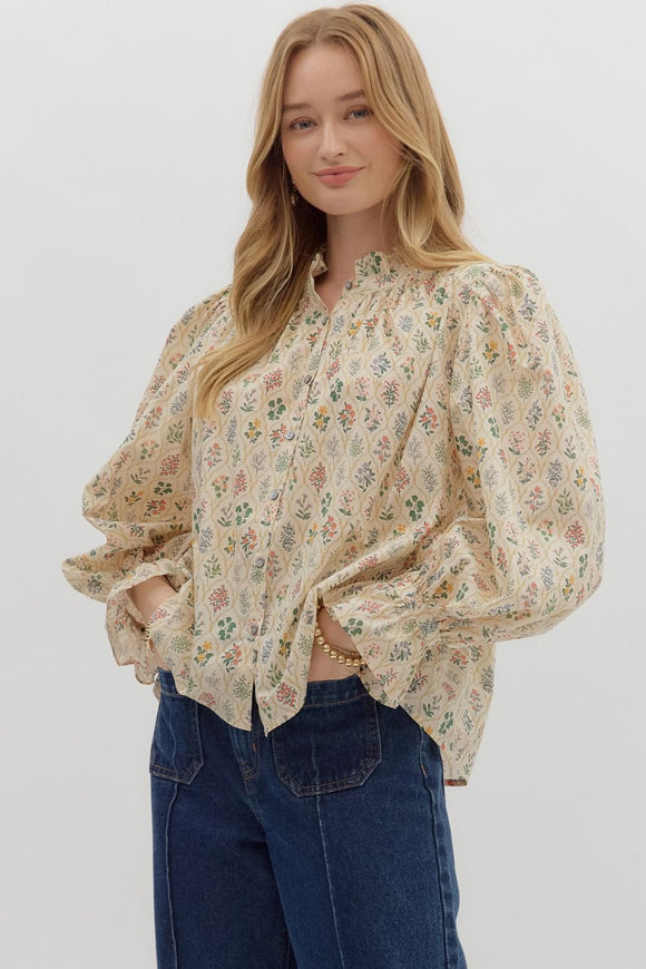 CREAM FLORAL PRINT TOP