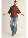 BROWN DROP SLEEVE SWEATER