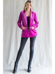 MAGENTA VELVET BLAZER