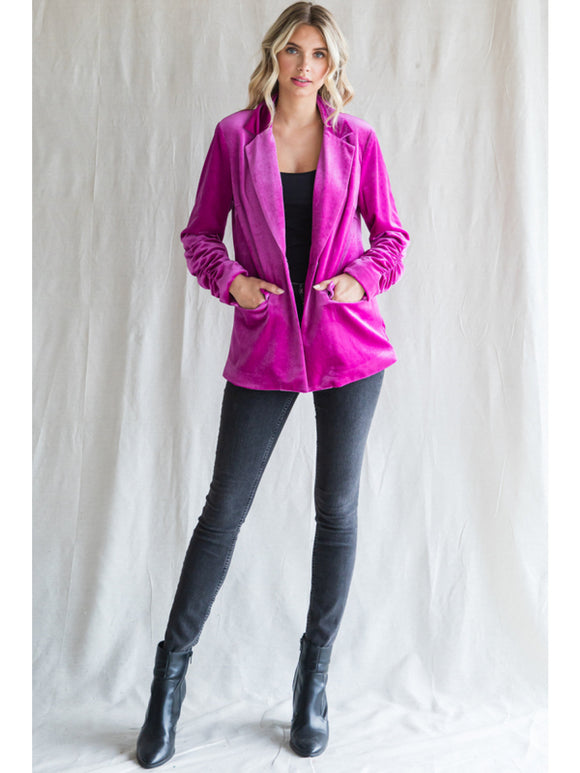 MAGENTA VELVET BLAZER