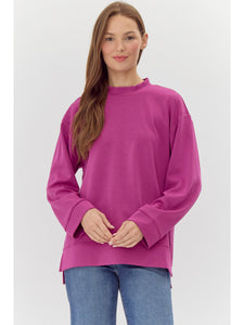 MAGENTA MOCK NECK TOP