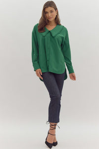 GREEN COLLARED TOP