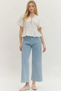 SCALLOPED DENIM PANTS