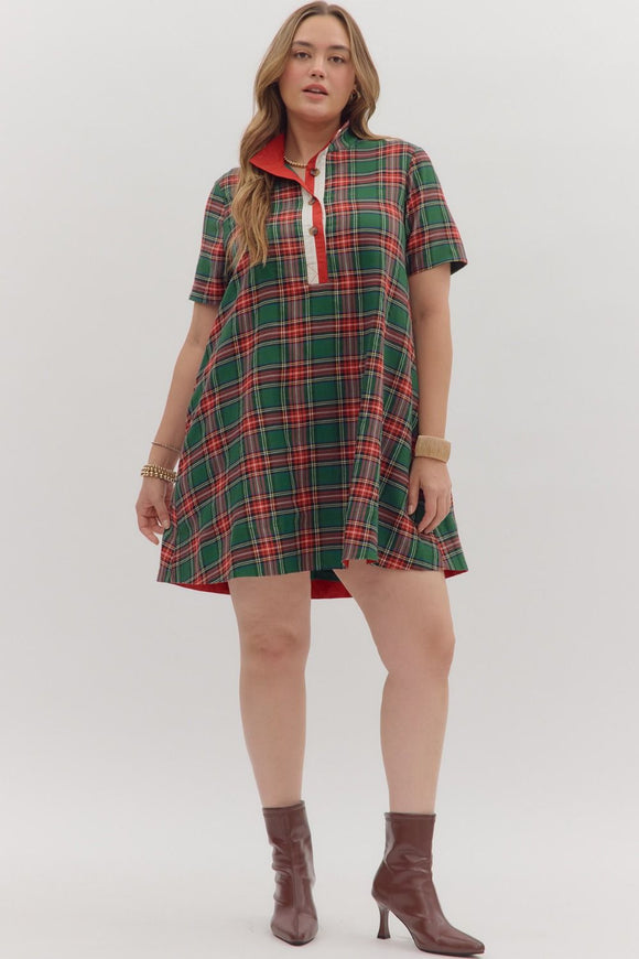 GREEN TARTAN DRESS