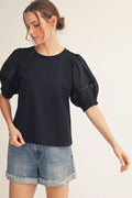 BLACK EYELET TOP