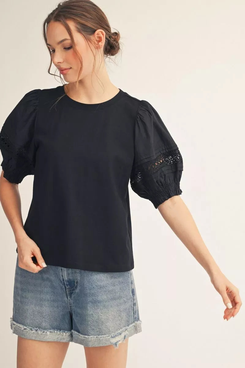 BLACK EYELET TOP