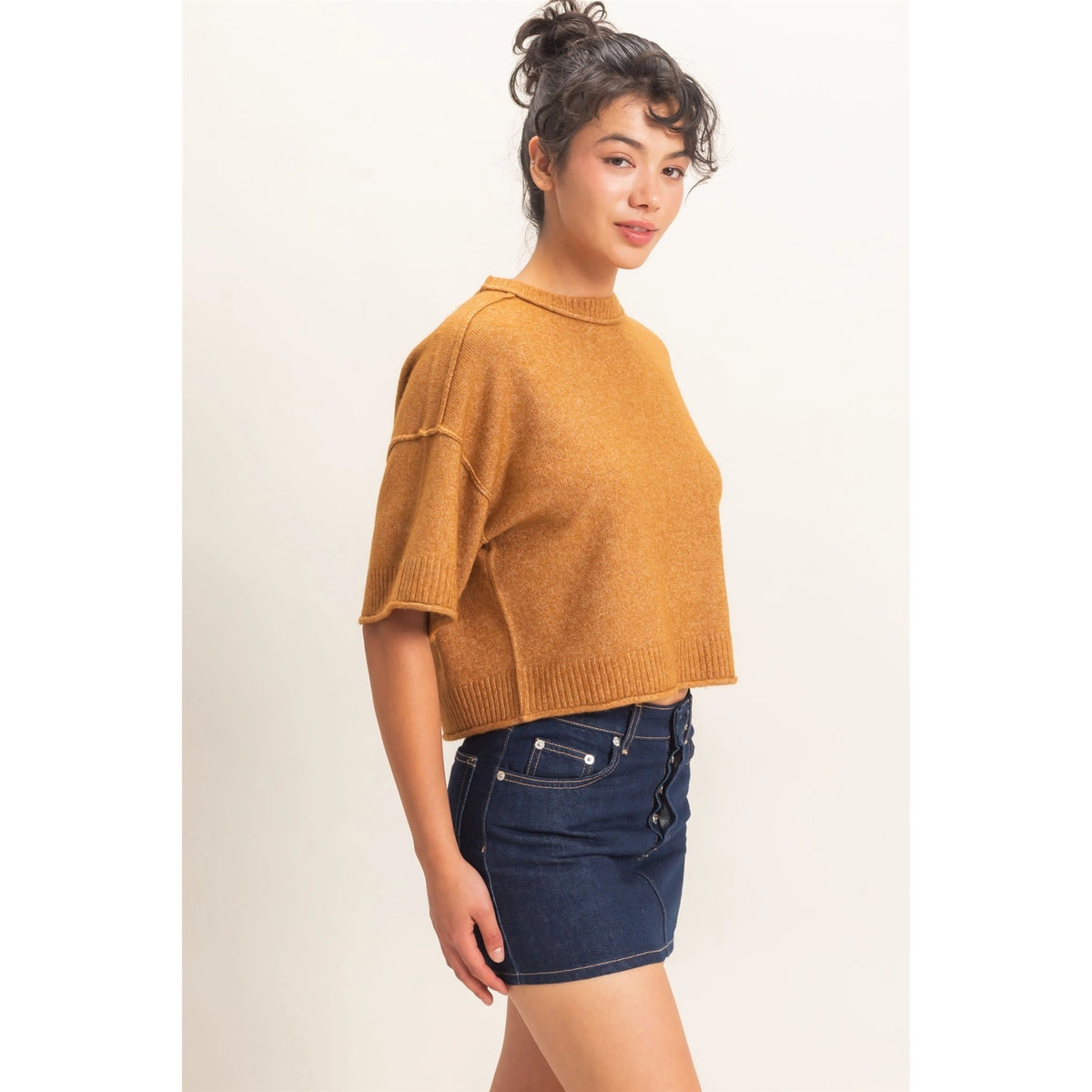 CAMEL EVERYDAY KNIT TOP