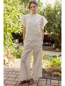 IVORY EYELET PANTS