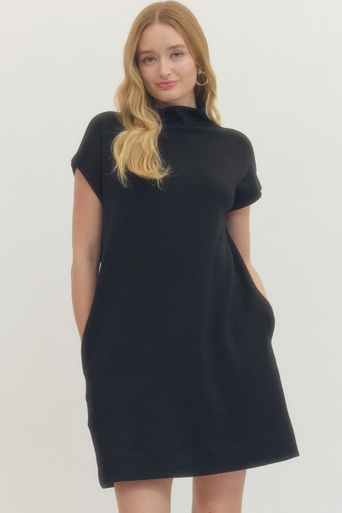 BLACK MOCK NECK DRESS