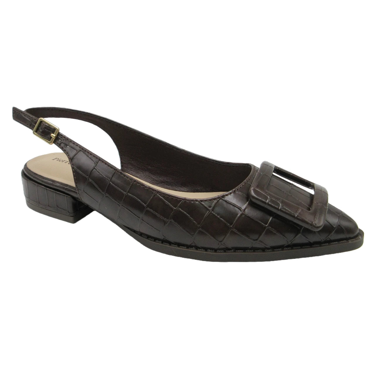 BROWN SLING BACK BLOCK HEEL