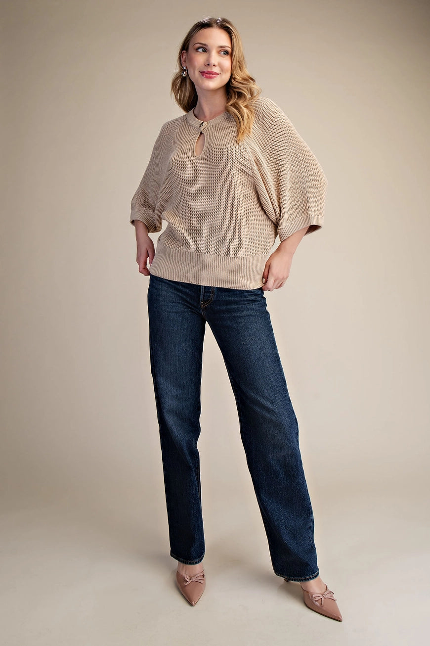 TAUPE ROUND NECK SWEATER