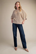 TAUPE ROUND NECK SWEATER