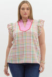 MULTI-COLORED RUFFLE TOP