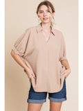 OVERSIZED TAN COLLAR SHIRT