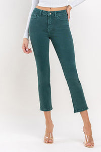 TEAL STRETCH CROPPED JEANS