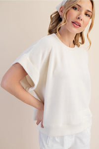 IVORY TEXTURED SHORT SLEEVE TOP