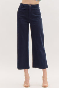 NAVY CROPPED ANKLE PANTS