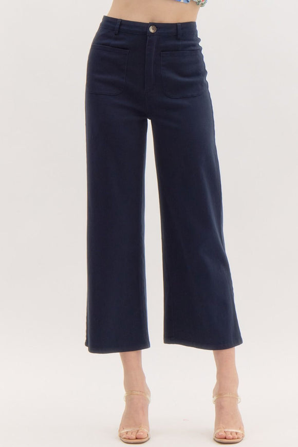NAVY CROPPED ANKLE PANTS