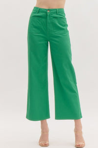 GREEN CROPPED ANKLE PANTS