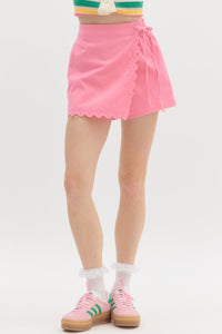 PINK SKORT WITH EYELET TRIM