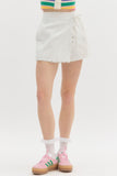 WHITE SKORT WITH EYELET TRIM